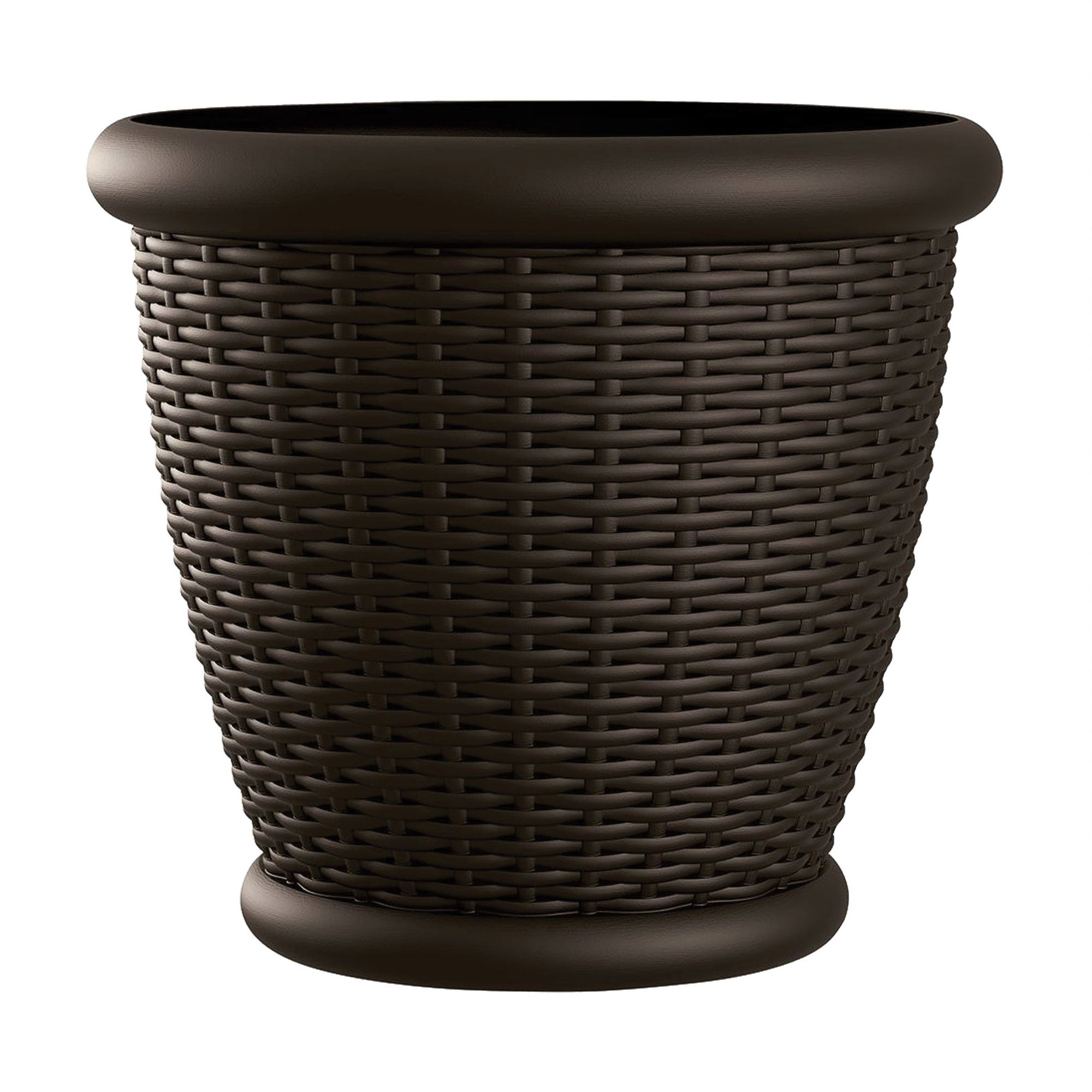 Suncast Willow 18 Inch Diameter Resin Wicker Patio Planter Pot, Java (Open Box)