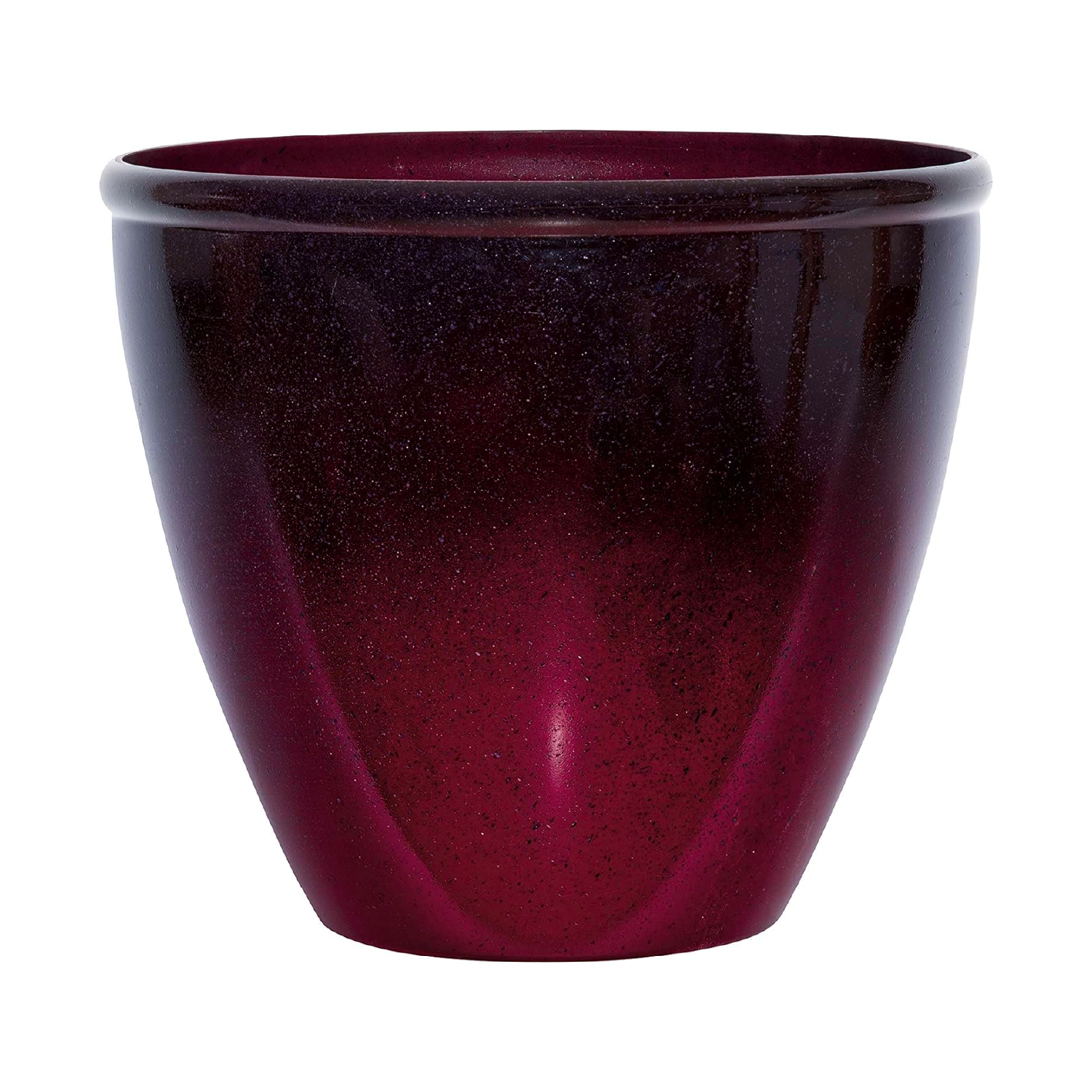 Suncast Seneca 16 Inch Ombre Resin Plant Flower Planter Pot, Red/Plum (Open Box)
