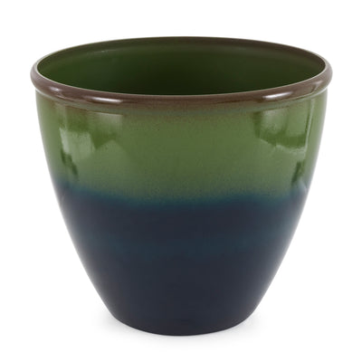 Suncast Seneca 16" Ombre Resin Plant Flower Planter Pot, Green/Blue  (Used)