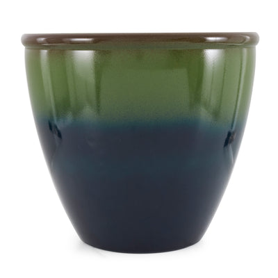 Suncast Seneca 16" Ombre Resin Plant Flower Planter Pot, Green/Blue (Open Box)