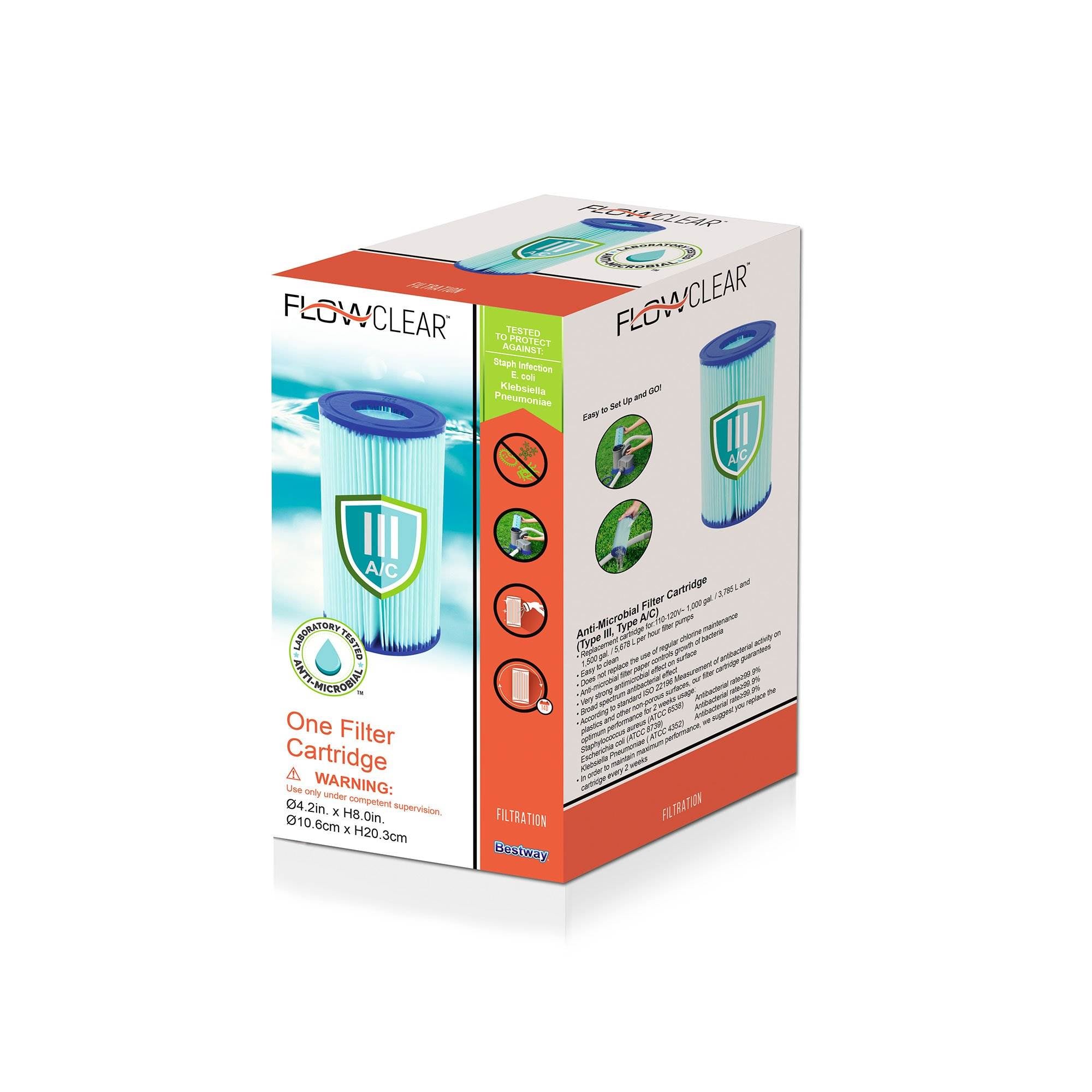 Bestway Type III Pool Filter Cartridge(6) w/Above Ground Pool Pump - VMInnovations