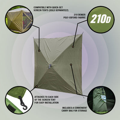 Quick-Set Screen Tent Wind & Sun Panels, Accessory Only (2 pack), Green(OpenBox) - VMInnovations
