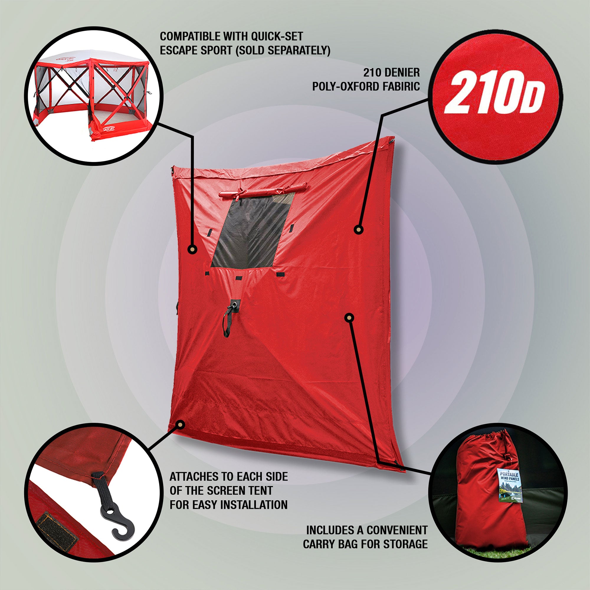 Clam Quick-Set Screen Hub Tent Wind & Sun Panels, Accessory Only, Red (3 Pack) - VMInnovations