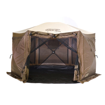 Clam Quickset Pavilion Camper 10' x 10' 8 Person Pop Up Canopy, Brown (Used)