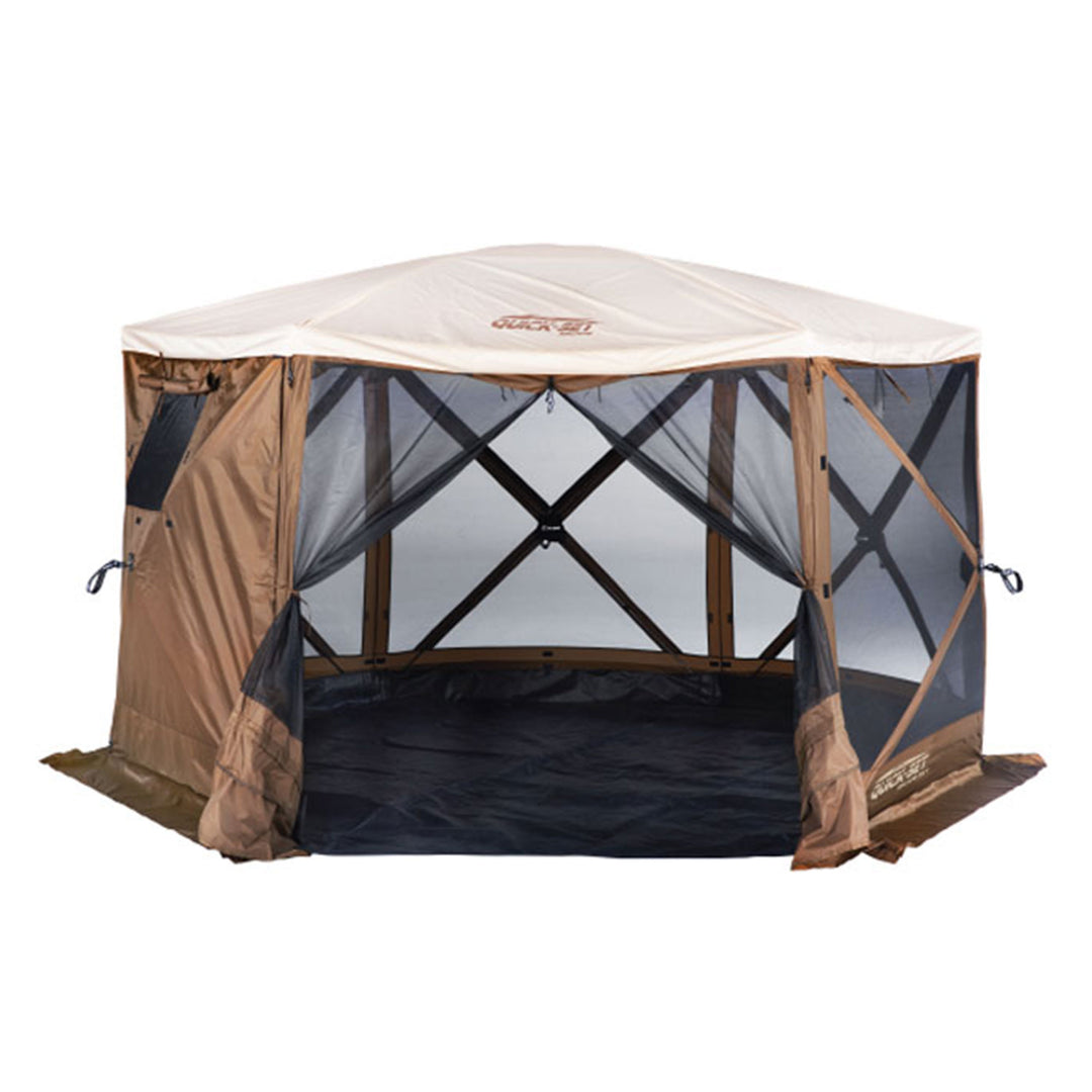 Clam Quick Set Pavilion Screened Gazebo Canopy Tent Rain Fly Tarp, Tan (Used)