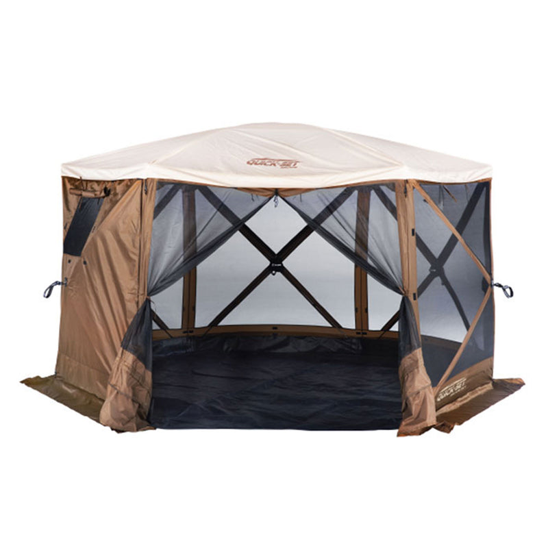 Clam Quick Set Pavilion Screened Gazebo Canopy Tent Rain Fly Tarp, Tan (Used)