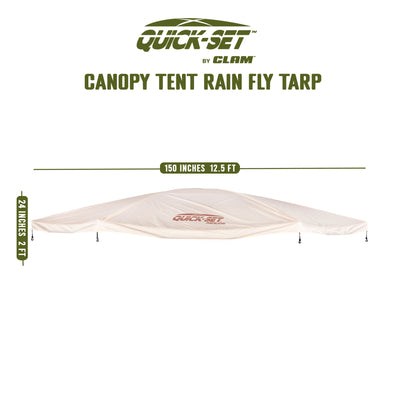 Clam Quick Set Pavilion Screened Gazebo Canopy Tent Rain Fly Tarp, Tan (Used)