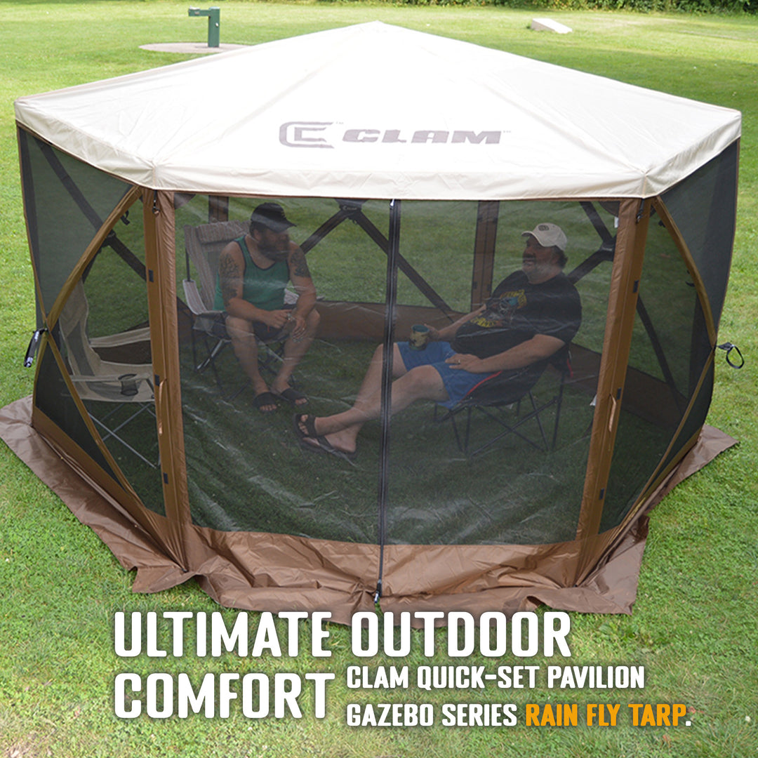 CLAM Quick-Set Pavilion Screened Canopy Rain Fly Tarp, Cover Only, Tan(Open Box)