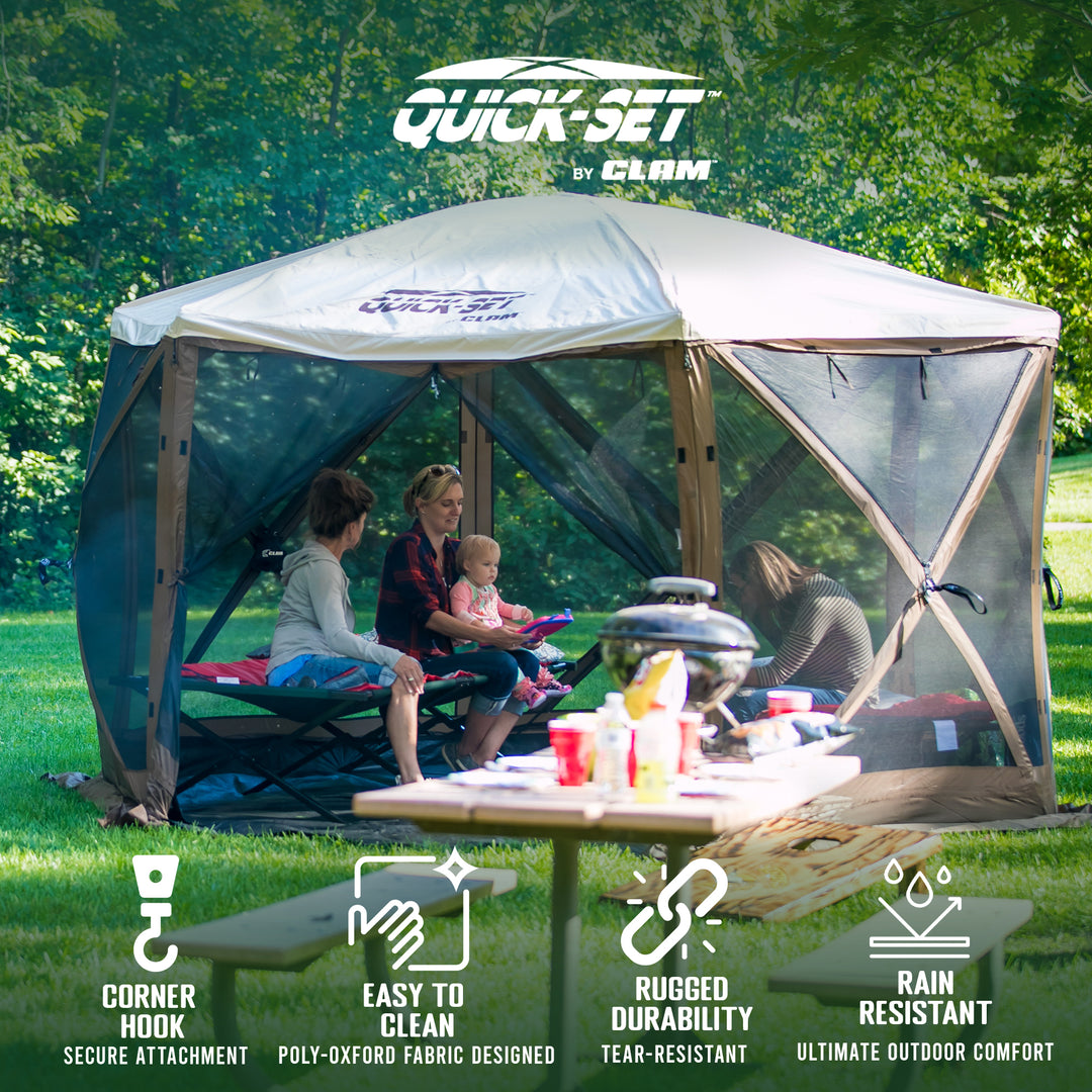 CLAM Quick-Set Pavilion Screened Canopy Rain Fly Tarp, Cover Only, Tan(Open Box)