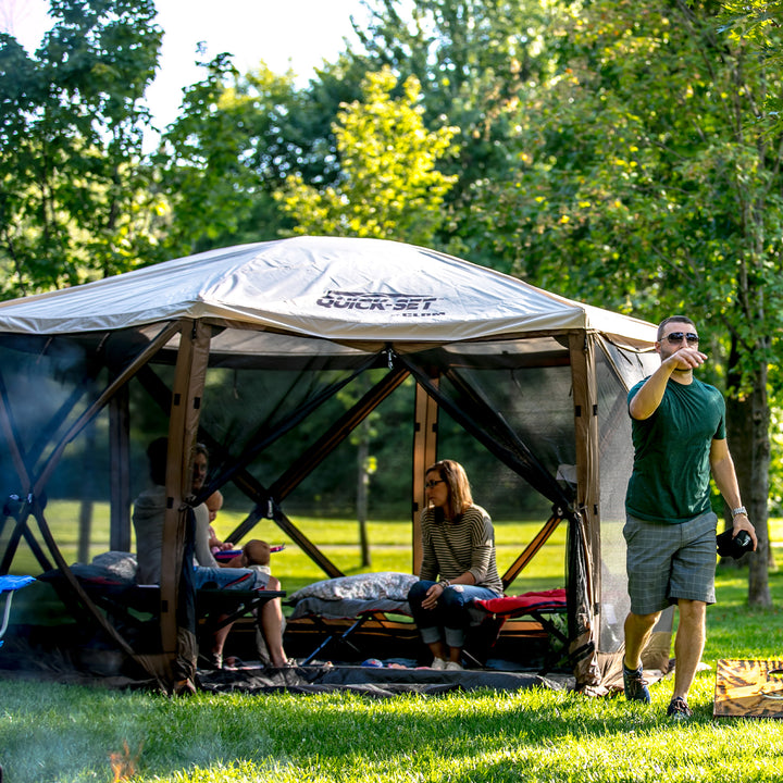 CLAM Quick-Set Pavilion Screened Canopy Tent Rain Fly Tarp, Cover Only, Tan