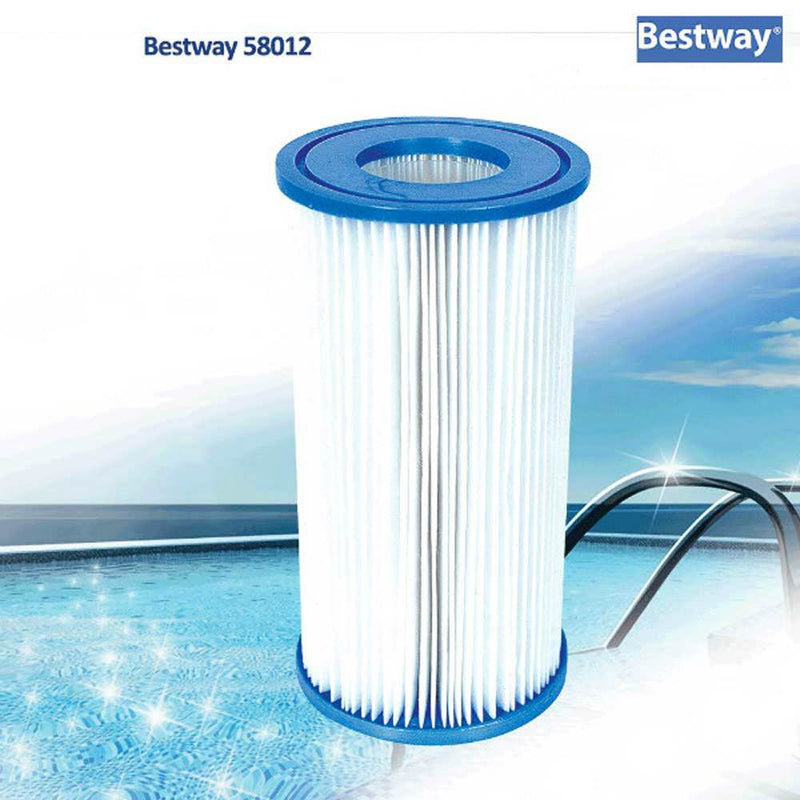 Bestway Pool Filter Pump Cartridge Type-III (12 Pack) + Pool Filter Pump System