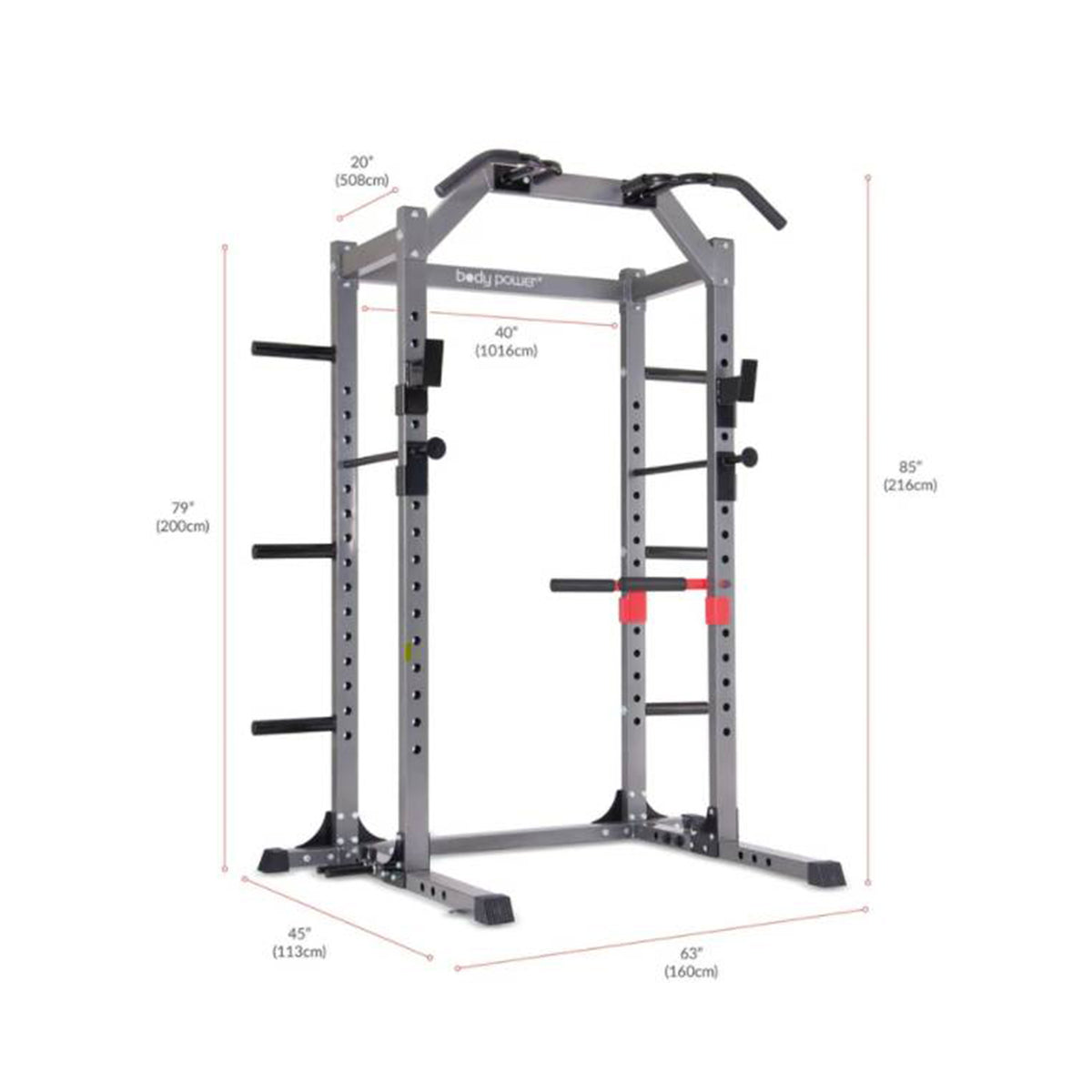 Body Flex Sports Body Power Rack Cage Workout Station w/ Floor Mount (Open Box)