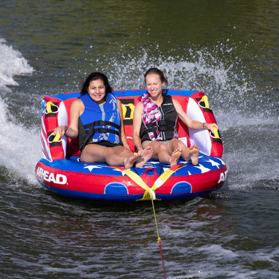 Airhead Patriot 2-Person Towable Kwik-Connect Chariot Tube w/ Rope Floater - VMInnovations
