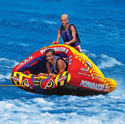 Airhead Poparazzi 2 Double Rider Wing-Shaped Towable Tube w/ 2 Person Tow Rope