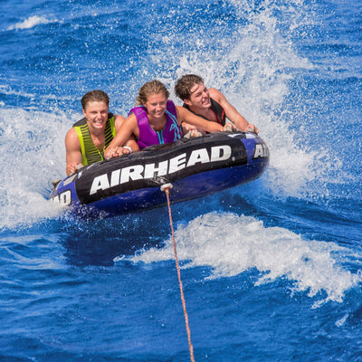 Airhead Super Slice Inflatable Triple Rider Towable Tube w/ Buoy Booster Ball
