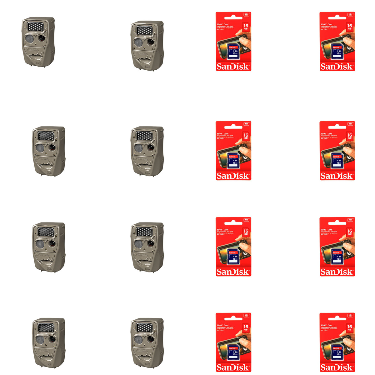 Cuddeback Black Flash Trail Camera (8 Pack) & SanDisk 16GB SD Card (8 Pack)