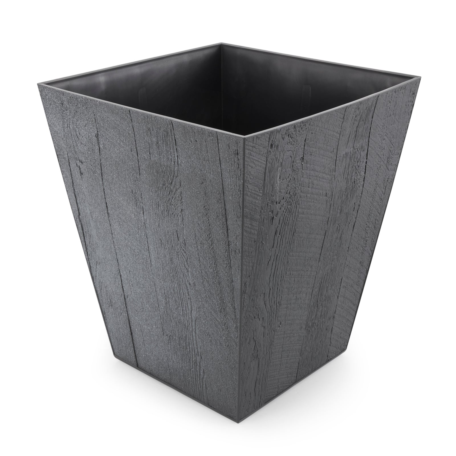 Suncast 16 Inch Farmington Decorative Rustic Wood Finish Garden Planter, Gray - VMInnovations