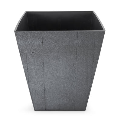 Suncast 16 Inch Farmington Decorative Rustic Wood Finish Garden Planter, Gray - VMInnovations