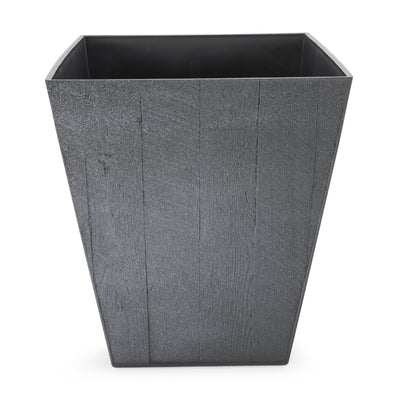 Suncast 16 Inch Farmington Decorative Rustic Wood Finish Garden Planter, Gray - VMInnovations