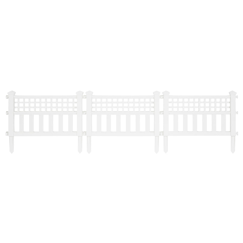 Suncast Grand View 14.5 x 24 Inch Resin Yard Garden Border Fence, White (3 Pack)