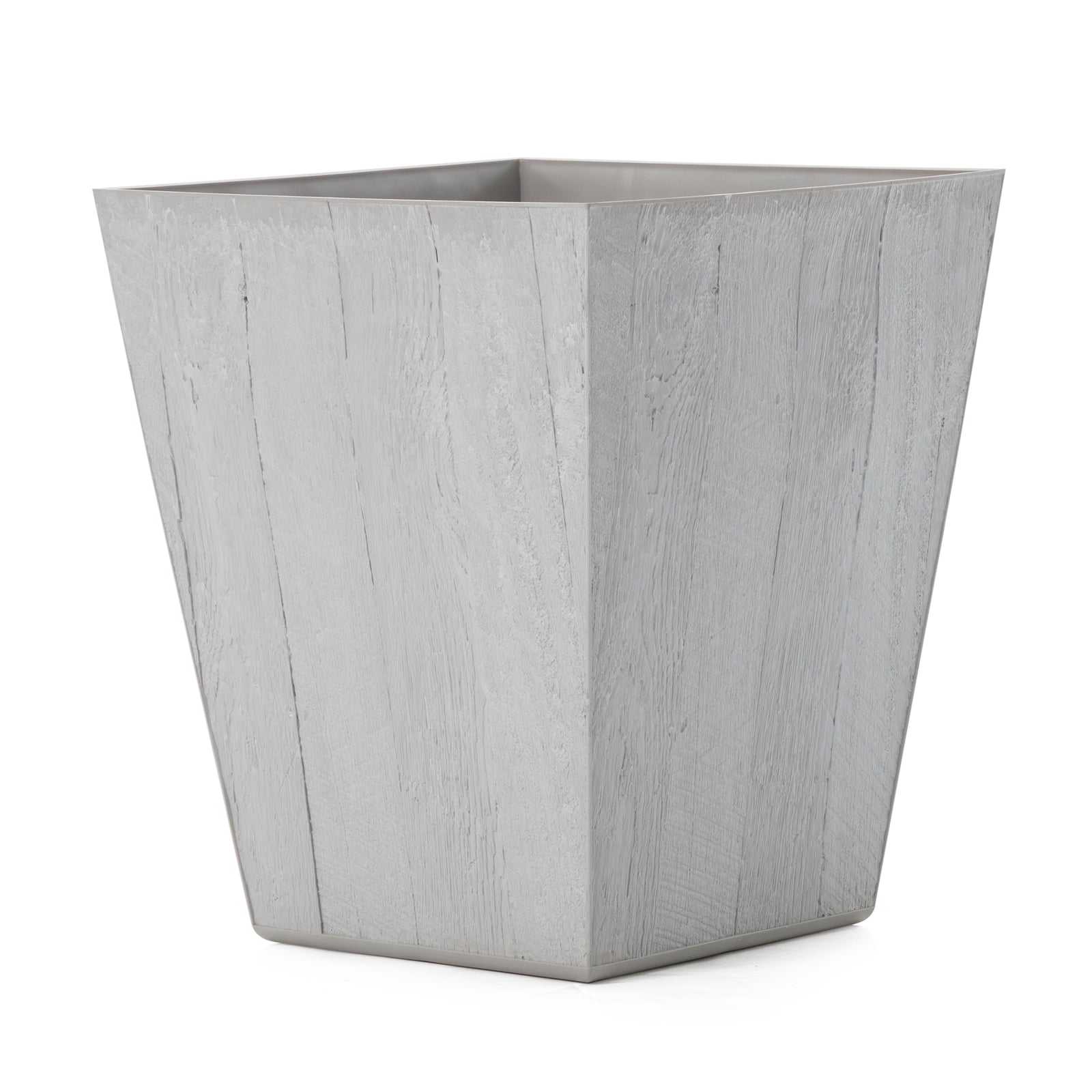 Suncast 16 Inch Farmington Decorative Rustic Wood Finish Garden Planter, White - VMInnovations