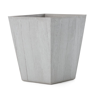 Suncast 16 Inch Farmington Decorative Rustic Wood Finish Garden Planter, White - VMInnovations