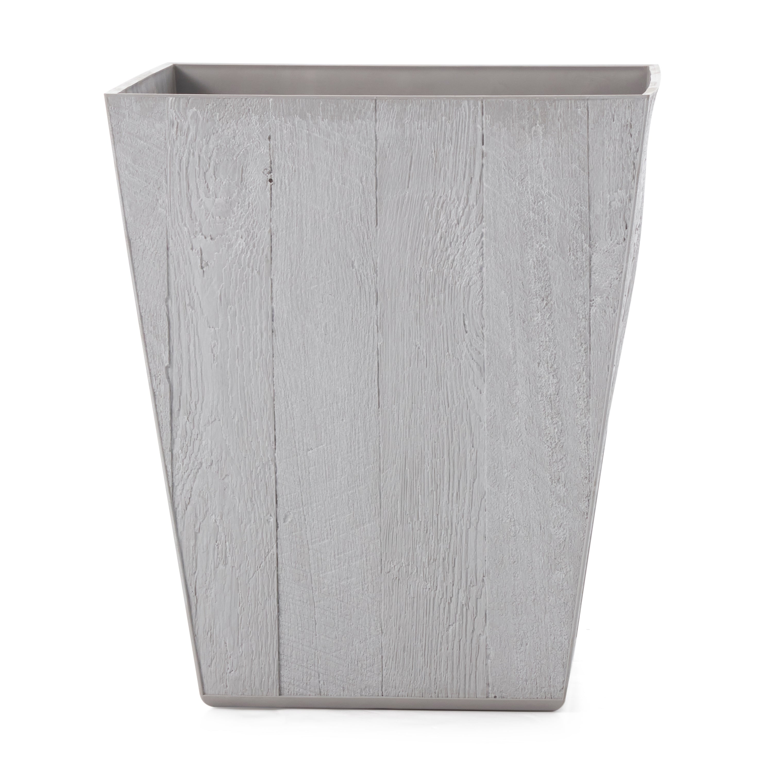 Suncast 16 Inch Farmington Decorative Rustic Wood Finish Garden Planter, White - VMInnovations