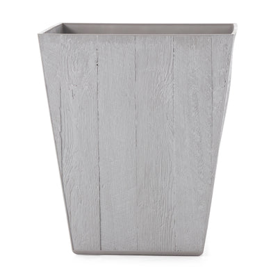 Suncast 16 Inch Farmington Decorative Rustic Wood Finish Garden Planter, White - VMInnovations