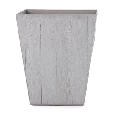 Suncast 16 Inch Farmington Decorative Rustic Wood Finish Garden Planter, White