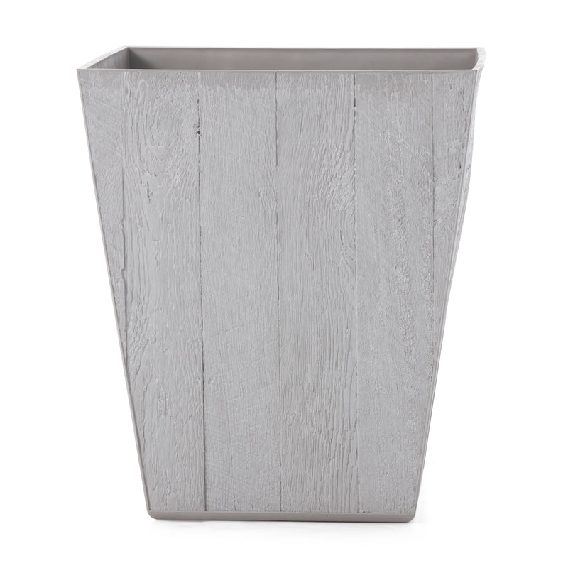 Suncast 16 Inch Farmington Decorative Rustic Wood Finish Garden Planter, White