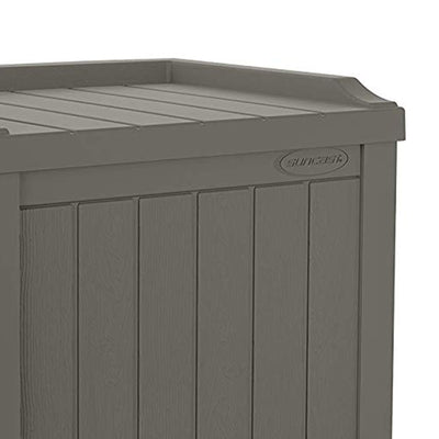 Suncast 22 Gallon Outdoor Patio Small Deck Chest Box with Storage Seat, Stone - VMInnovations