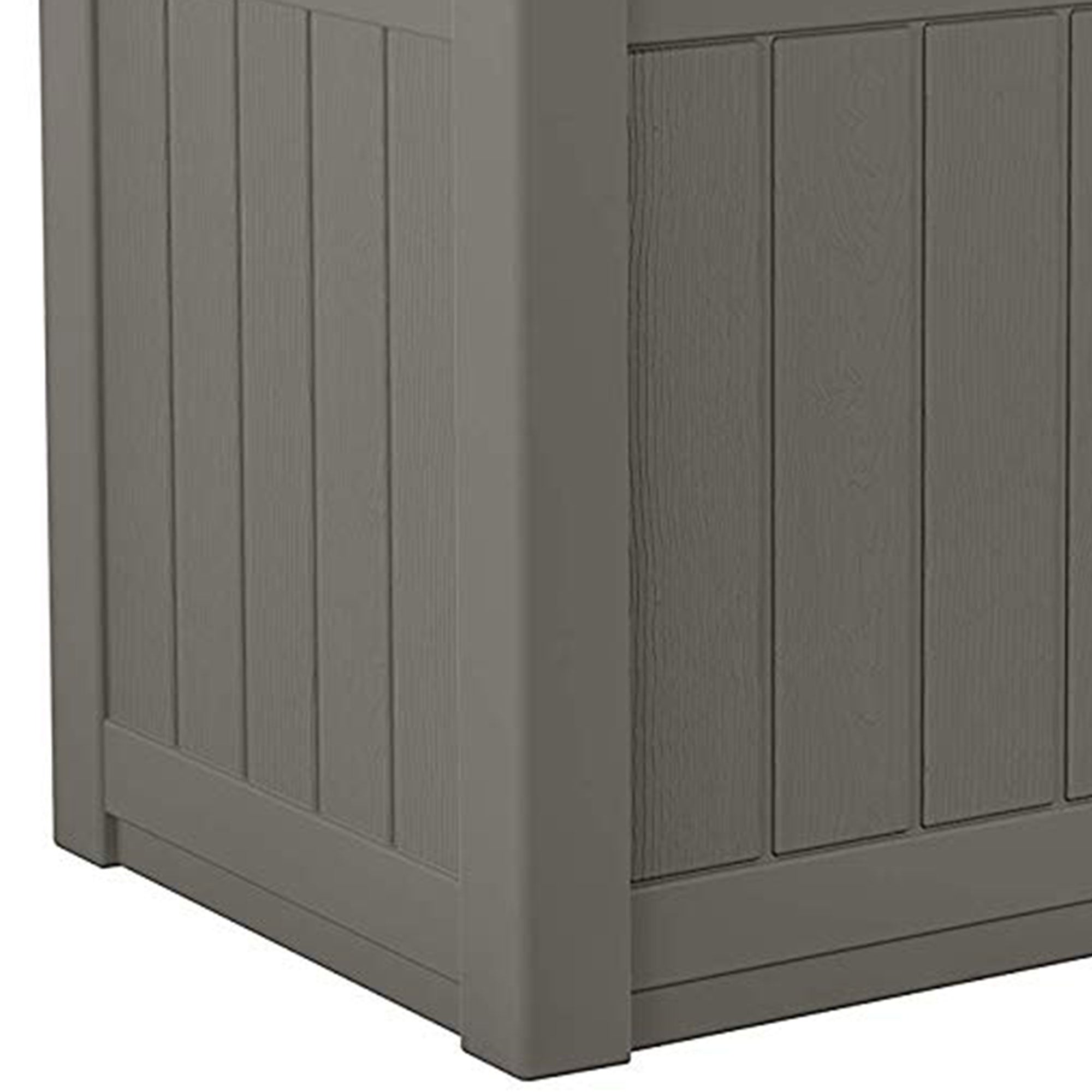 Suncast 22 Gallon Outdoor Patio Small Deck Chest Box with Storage Seat, Stone - VMInnovations