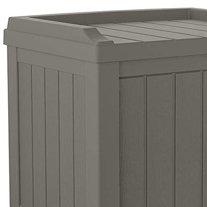 Suncast 22 Gallon Outdoor Patio Small Deck Chest Box with Storage Seat, Stone