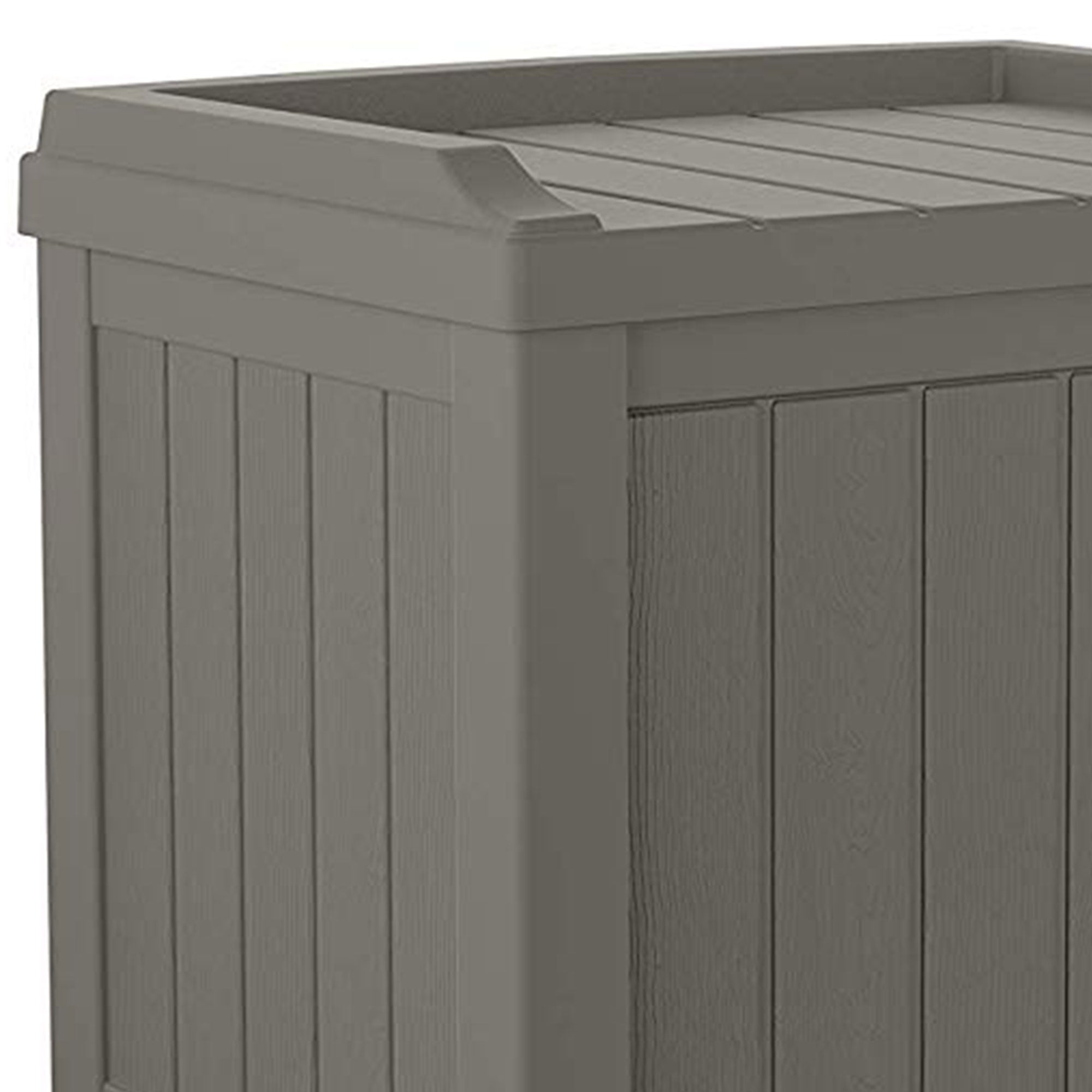 Suncast 22 Gallon Outdoor Patio Small Deck Chest Box with Storage Seat, Stone - VMInnovations