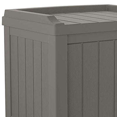 Suncast 22 Gallon Outdoor Patio Small Deck Chest Box with Storage Seat, Stone - VMInnovations