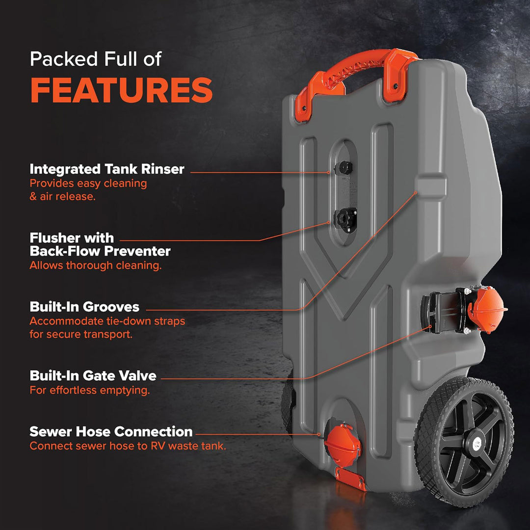 Camco Rhino 28 Gallon RV Waste Tank Holding Hose and Accessories (Open Box) - VMInnovations