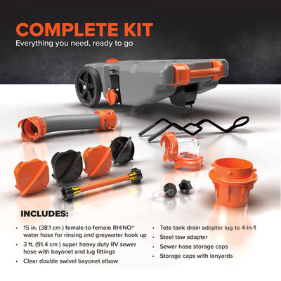 Camco 39006 Rhino Portable 36 Gallon RV Waste Tank Holding Hose and Accessories