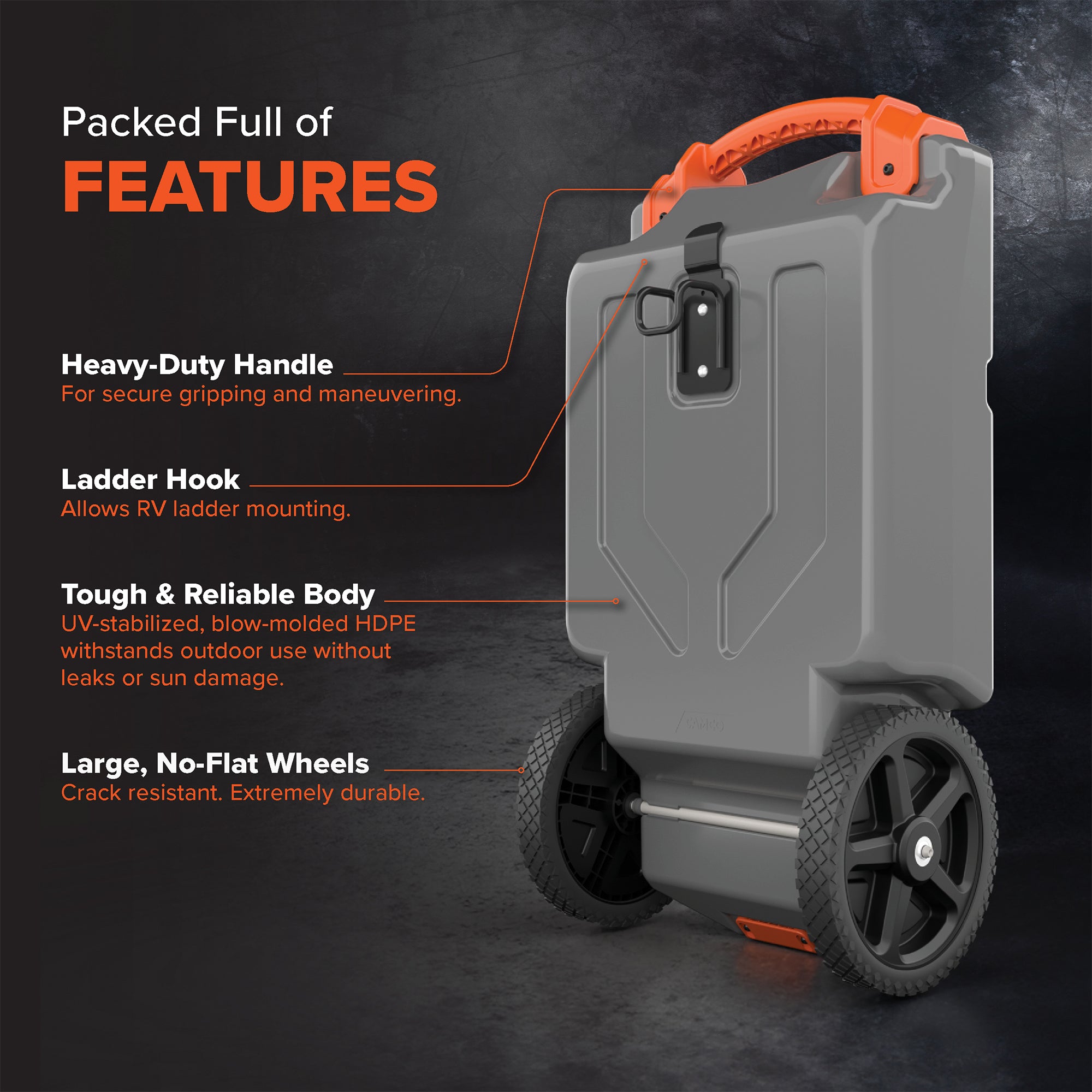 Camco Rhino Portable 21 Gallon RV Waste Tank Holding Hose, Accessories(Open Box) - VMInnovations