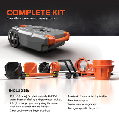 Camco Rhino Portable 21 Gallon RV Waste Tank Holding Hose, Accessories(Open Box) - VMInnovations