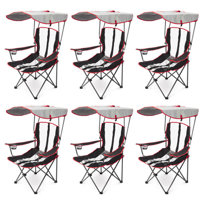 Kelsyus Canopy Foldable Outdoor Lawn Chair w/Integrated Cup Holder, Red / Black, 6 Pack - VMInnovations
