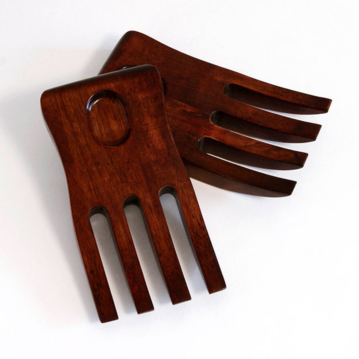 Lipper International Cherry Finished Wood Salad Serving Utensils Hands, Set of 2