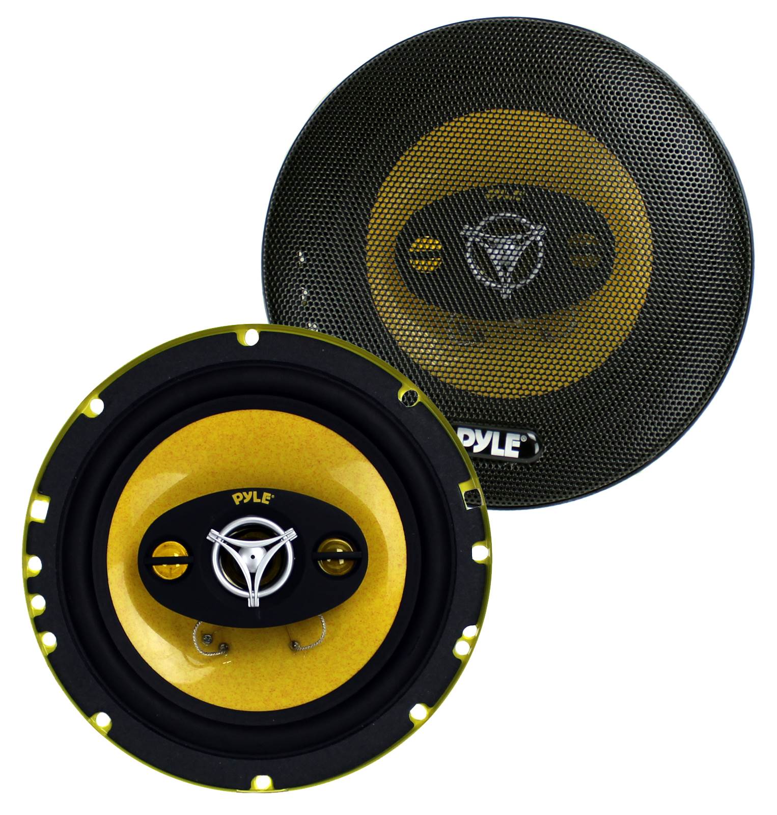 2) NEW PYLE PLG6.4 6.5" 300w 4-Way Car Audio Coaxial Speakers Stereo Yellow