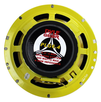 2) NEW PYLE PLG6.4 6.5" 300w 4-Way Car Audio Coaxial Speakers Stereo Yellow