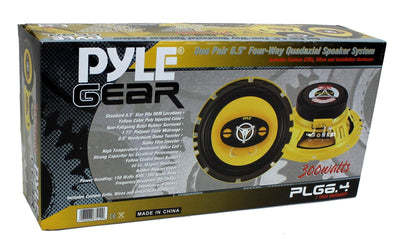 2) NEW PYLE PLG6.4 6.5" 300w 4-Way Car Audio Coaxial Speakers Stereo Yellow