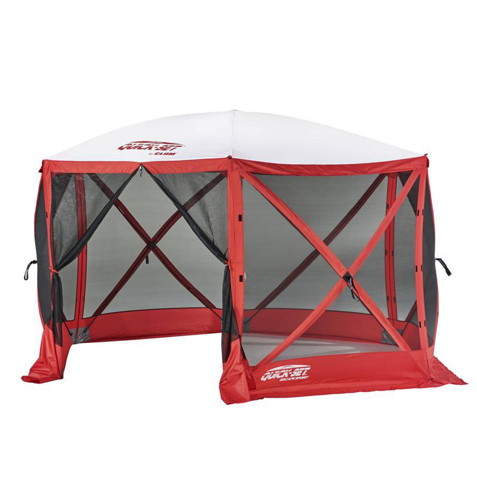 CLAM Quick-Set Escape Sport 11.5 x 11.5 Ft Tailgating Canopy Tent, Red/White - VMInnovations