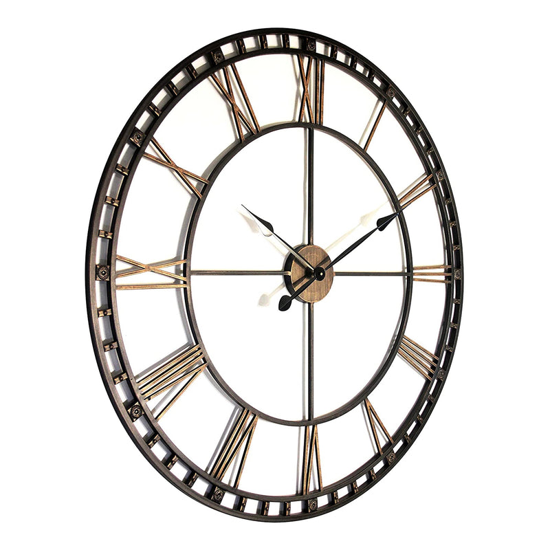 Infinity Instruments 39 Inch Metal Indoor Antique Wall Clock, Bronze (Open Box)