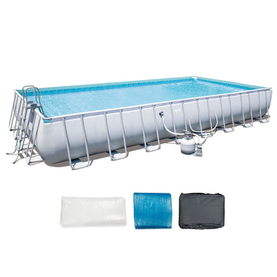 Bestway 31.3ft x 16ft x 52in Above Ground Pool Set with Pump and Surface Skimmer - VMInnovations