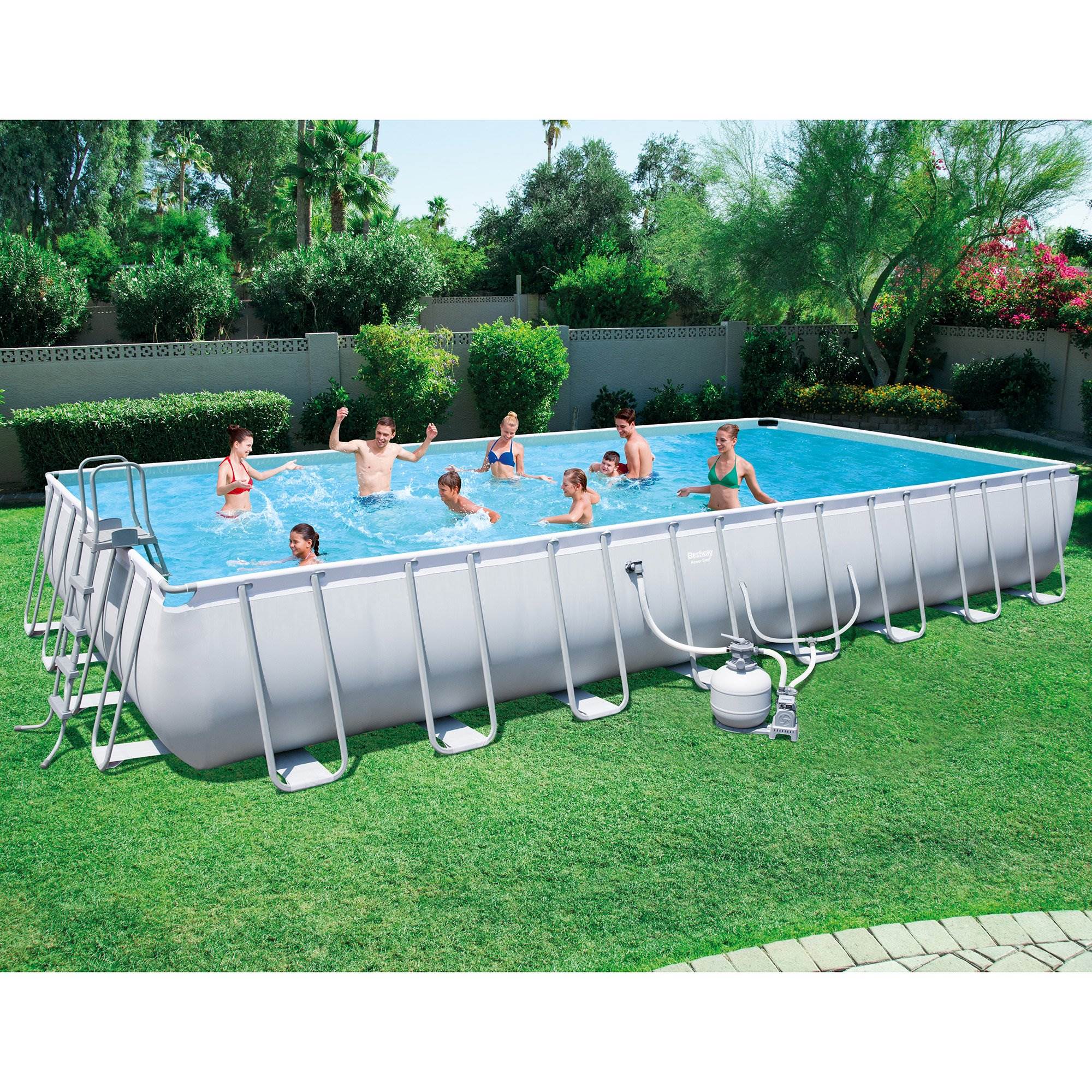 Bestway 31.3ft x 16ft x 52in Above Ground Pool Set with Pump and Surface Skimmer - VMInnovations