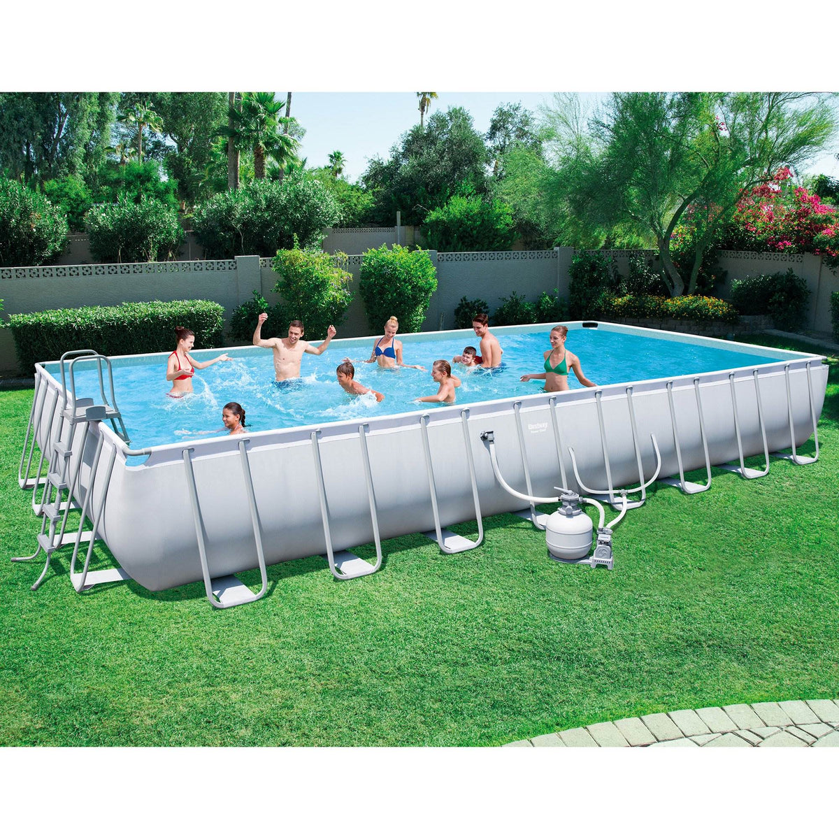 Bestway 31.3ft x 16ft x 52in Above Ground Pool Set with Pump and Surface Skimmer