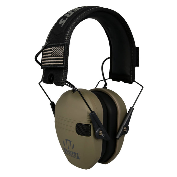 Walkers Razor Slim Shooter Electronic Hearing Protection Earmuffs, Green Patriot